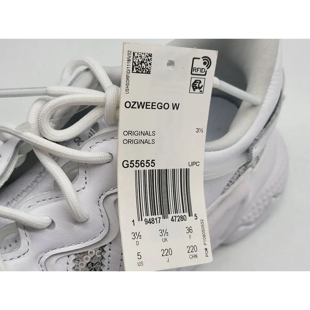 Adidas Ozweego Womens G55655 White Silver‎ Sequins Running Shoes Size 5